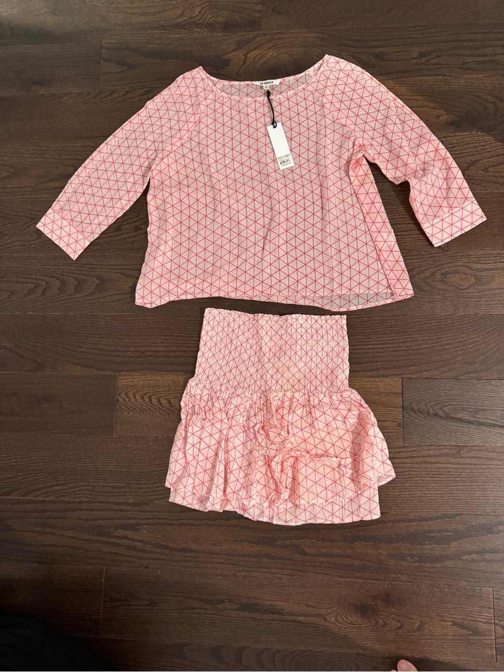 BB Dakota Pink Geometric Two-Piece Skirt Set